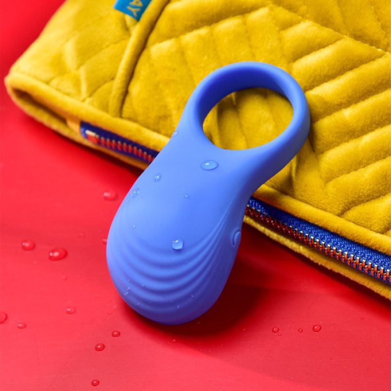 Ерекційне віброкільце Sweet Em з пультом, синій, 8.5 х 4.5 см вид 7