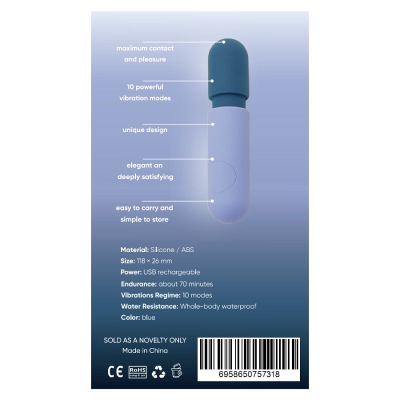 Мини-вибратор микрофон Sweet Em, 10 режимов, синий, 11.8 х 2.6 см вид 7