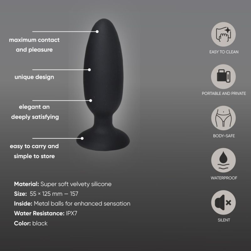 Анальна пробка Sweet Em, чорна, S, 12.5 х 5.5 см вид 5