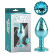 Анальна пробка блакитна поталь CHISA MATRIX MONT з блакитним каменем, розмір S