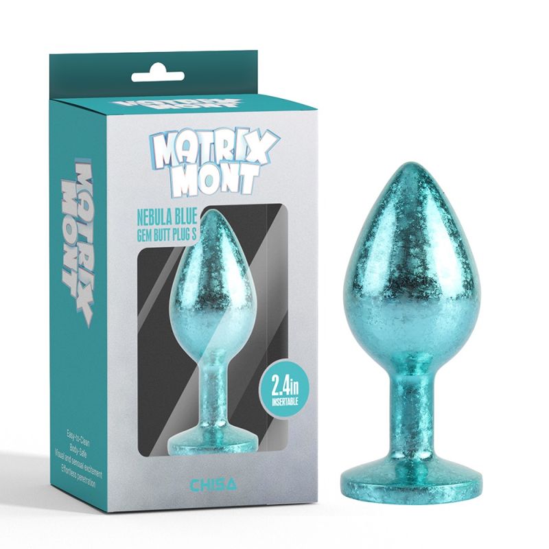 Анальна пробка блакитна поталь CHISA MATRIX MONT з блакитним каменем, розмір S вид 9
