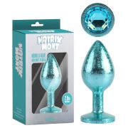 Анальна пробка блакитна поталь CHISA MATRIX MONT з блакитним каменем, розмір M