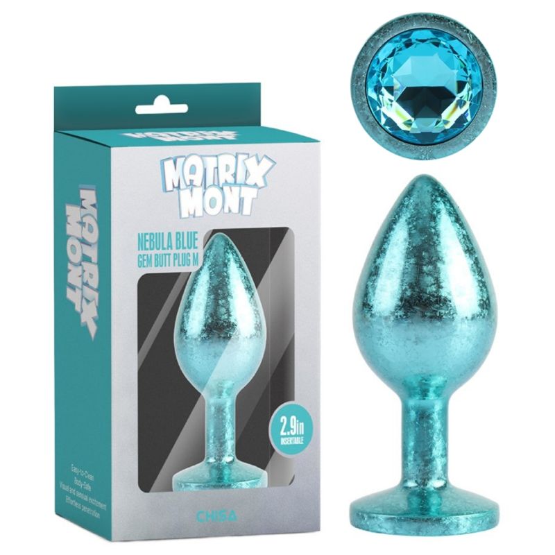 Анальна пробка блакитна поталь CHISA MATRIX MONT з блакитним каменем, розмір M вид 2