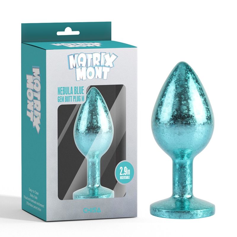 Анальна пробка блакитна поталь CHISA MATRIX MONT з блакитним каменем, розмір M вид 9