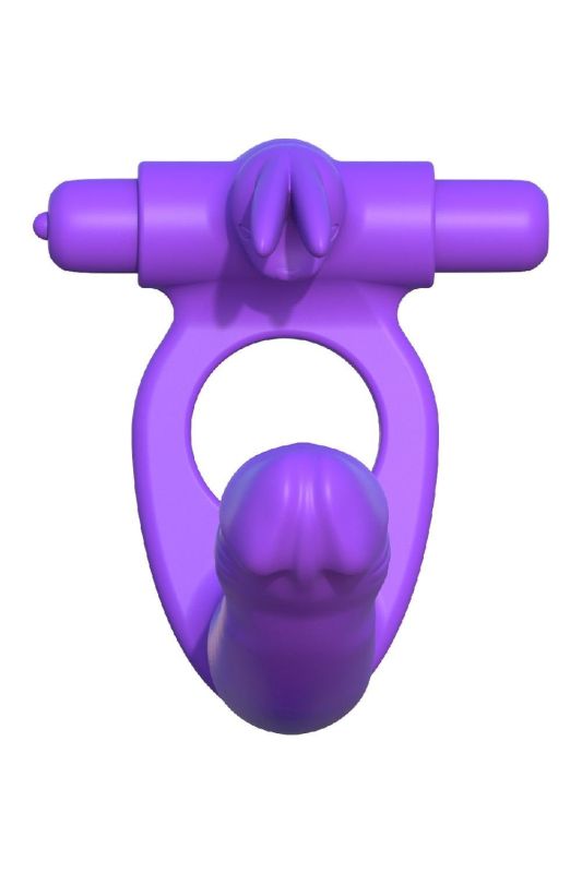 Насадка на член для подвійного проникнення з вібрацією Pipedream, фіолетова, 19.5 х 2.7 см вид 4