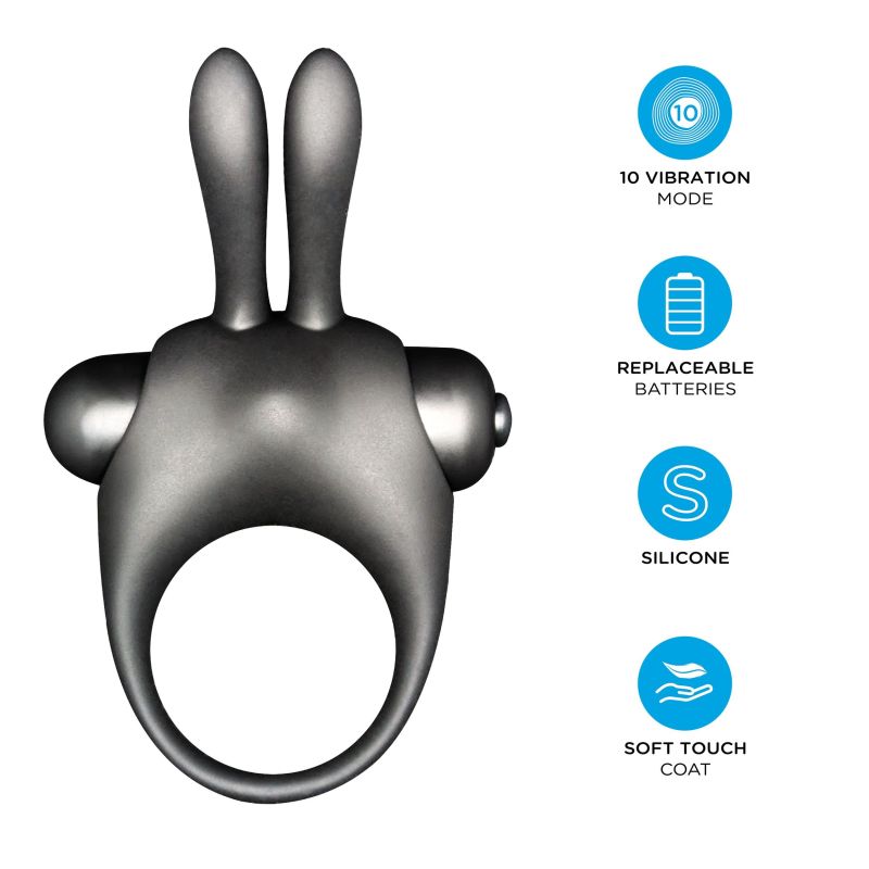 Набор Orgie VIBE! BUNNY эрекционное черное виброкольцо и жидкий вибратор 15 мл вид 5