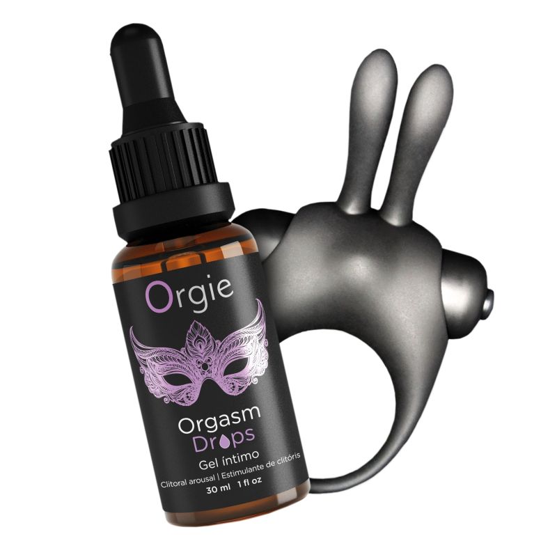 Набір ерекційне віброкільце та краплі для клітора Orgie ORGASMIC BUNNY вид 2