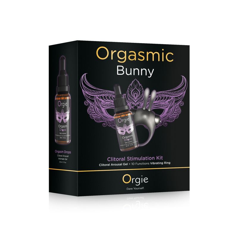 Набір ерекційне віброкільце та краплі для клітора Orgie ORGASMIC BUNNY вид 7