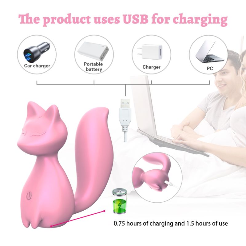 Міні-вібратор кліторальний Every Night Toys Doris у формі лисиці світло-рожевий, 10 режимів вібрації вид 4