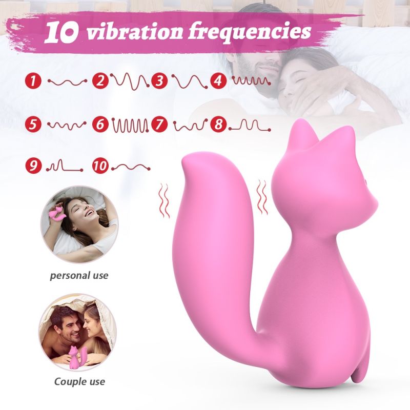 Міні-вібратор кліторальний Every Night Toys Doris у формі лисиці світло-рожевий, 10 режимів вібрації вид 7