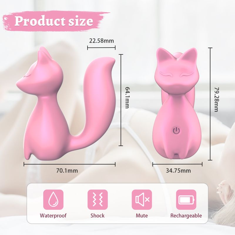 Міні-вібратор кліторальний Every Night Toys Doris у формі лисиці світло-рожевий, 10 режимів вібрації вид 11