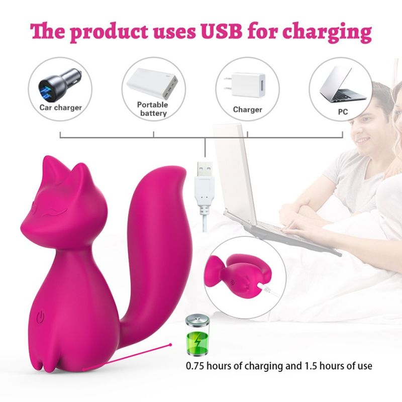 Мини-вибратор клиторальный Every Night Toys Doris в форме лисы розовый, 10 режимов вибрации вид 5