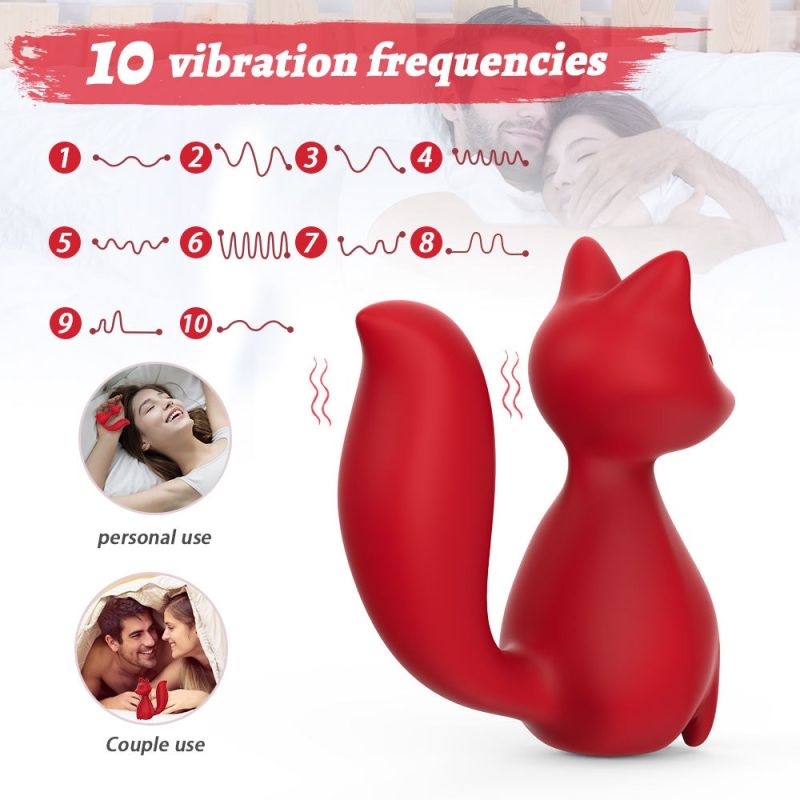 Мини-вибратор клиторальный Every Night Toys Doris в форме лисы красный, 10 режимов вибрации вид 4