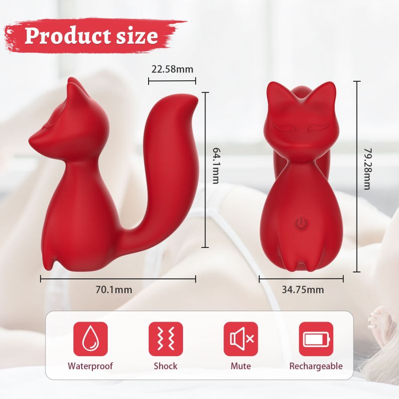 Мини-вибратор клиторальный Every Night Toys Doris в форме лисы красный, 10 режимов вибрации вид 5