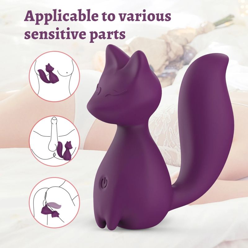 Мини-вибратор клиторальный Every Night Toys Doris в форме лисы фиолетовый, 10 режимов вибрации вид 5