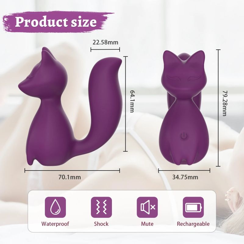 Мини-вибратор клиторальный Every Night Toys Doris в форме лисы фиолетовый, 10 режимов вибрации вид 9
