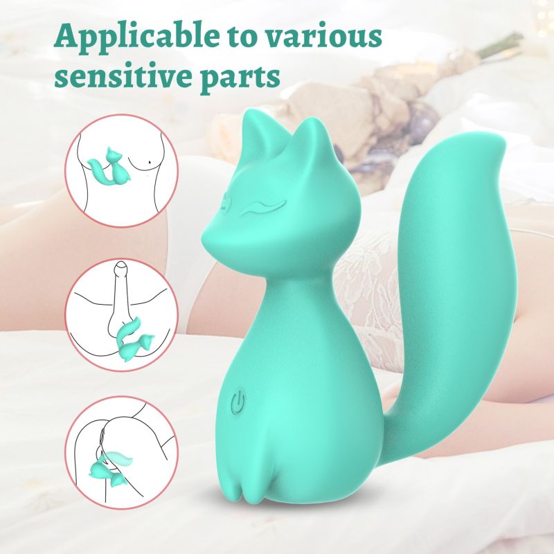 Міні-вібратор кліторальний Every Night Toys Doris у формі лисиці бірюзовий, 10 режимів вібрації вид 3