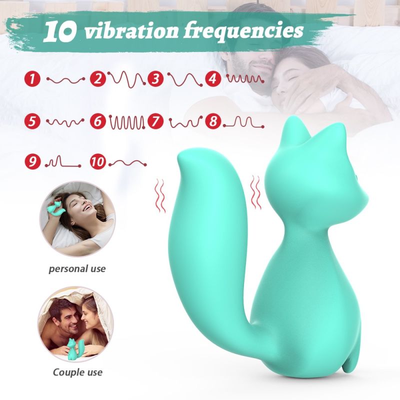 Міні-вібратор кліторальний Every Night Toys Doris у формі лисиці бірюзовий, 10 режимів вібрації вид 4