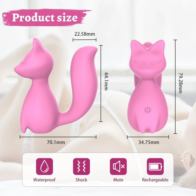 Міні-вібратор кліторальний Every Night Toys Doris у формі лисиці бірюзовий, 10 режимів вібрації вид 9