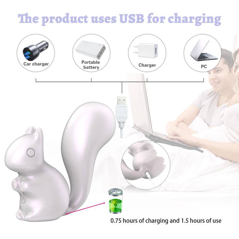 Мини-вибратор клиторальный Every Night Toys Debbie в форме белочки белый, 10 режимов вибрации вид 4