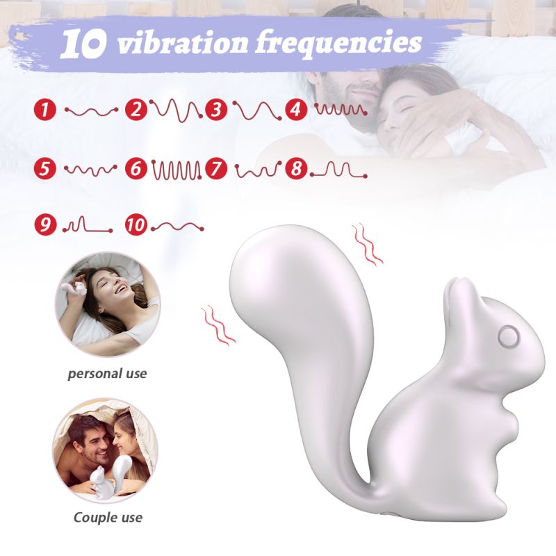 Міні-вібратор кліторальний Every Night Toys Debbie у формі білочки білий, 10 режимів вібрації вид 5
