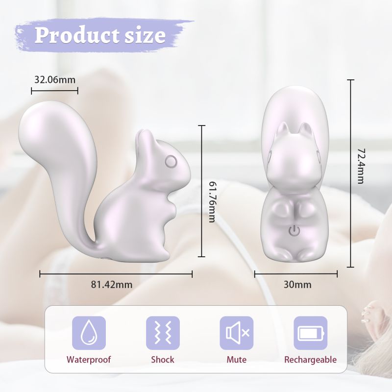 Міні-вібратор кліторальний Every Night Toys Debbie у формі білочки білий, 10 режимів вібрації вид 9