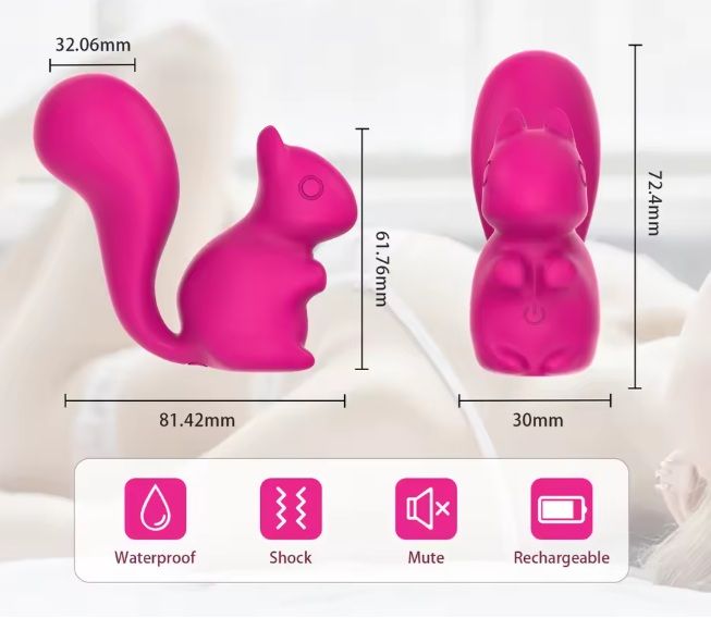 Міні-вібратор кліторальний Every Night Toys Debbie у формі білочки червоний, 10 режимів вібрації вид 7