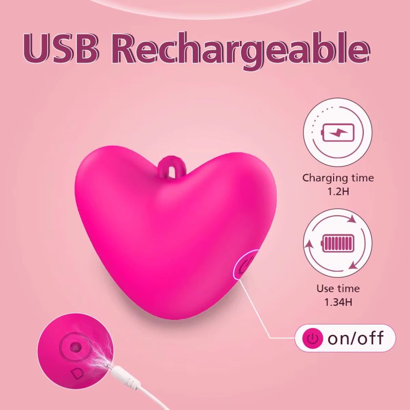 Міні-вібратор кліторальний Every Night Toys Eileen серце, світло-рожевий, 10 режимів вібрації вид 5