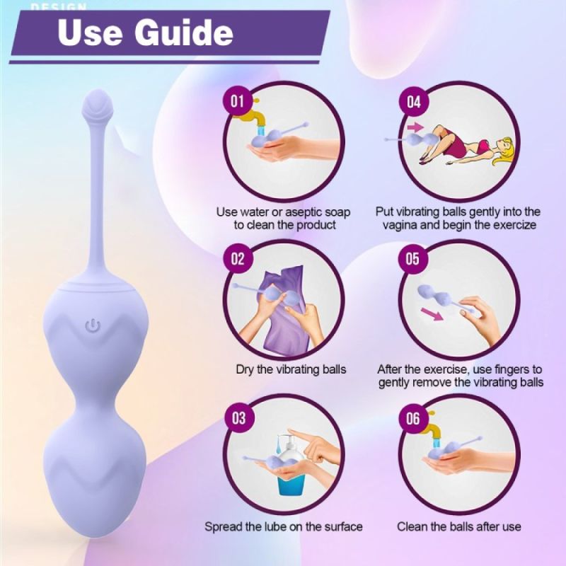 Набір вагінальних віброкульок Every Night Toys Lela, 3 шт, з дистанційним пультом, бузковий вид 7