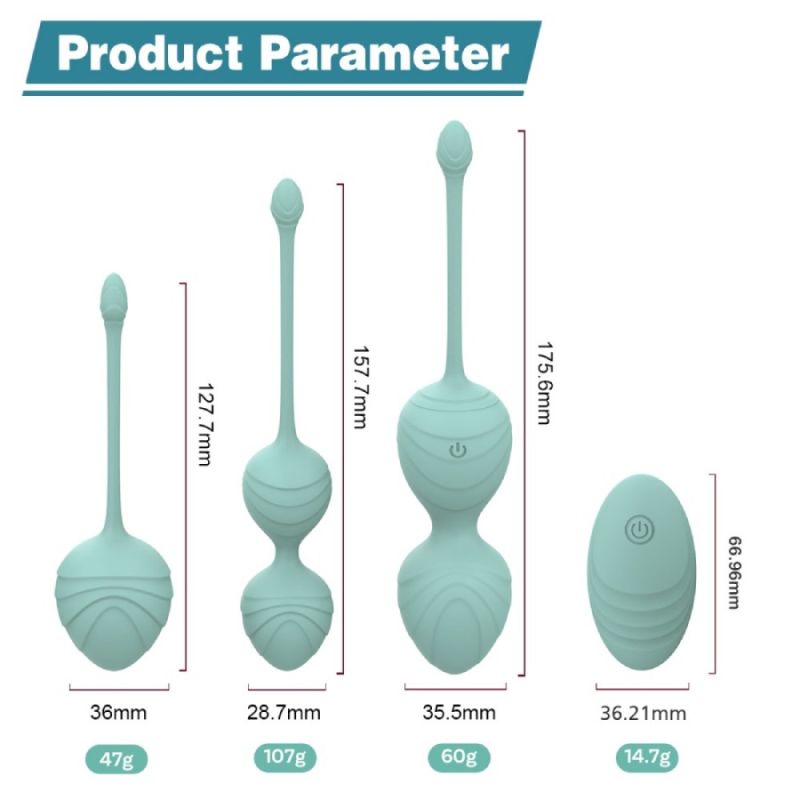 Набір вагінальних віброкульок Every Night Toys Audrey, 3 шт, з дистанційним пультом, бірюзовий вид 11