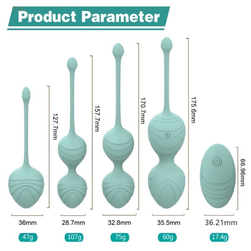 Набір вагінальних віброкульок Every Night Toys Hailey, 4 шт, з дистанційним пультом, бірюзовий вид 11