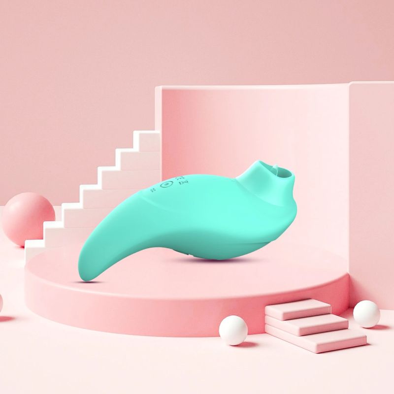 Вібратор із кліторальним стимулятором із язичком Every Night Toys Jen, зелений, 10 режимів вібрації вид 4