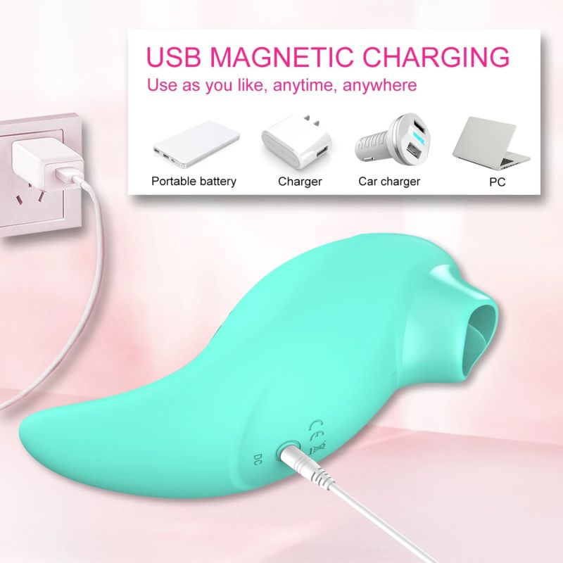 Вібратор із кліторальним стимулятором із язичком Every Night Toys Jen, зелений, 10 режимів вібрації вид 6