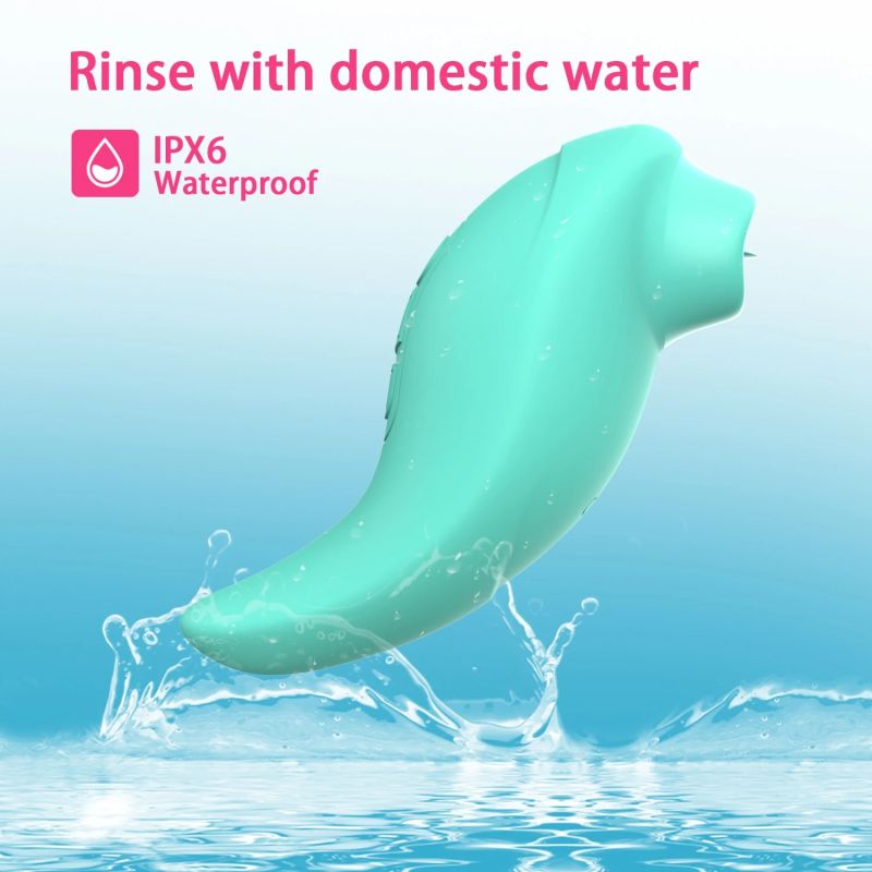 Вібратор із кліторальним стимулятором із язичком Every Night Toys Jen, зелений, 10 режимів вібрації вид 7