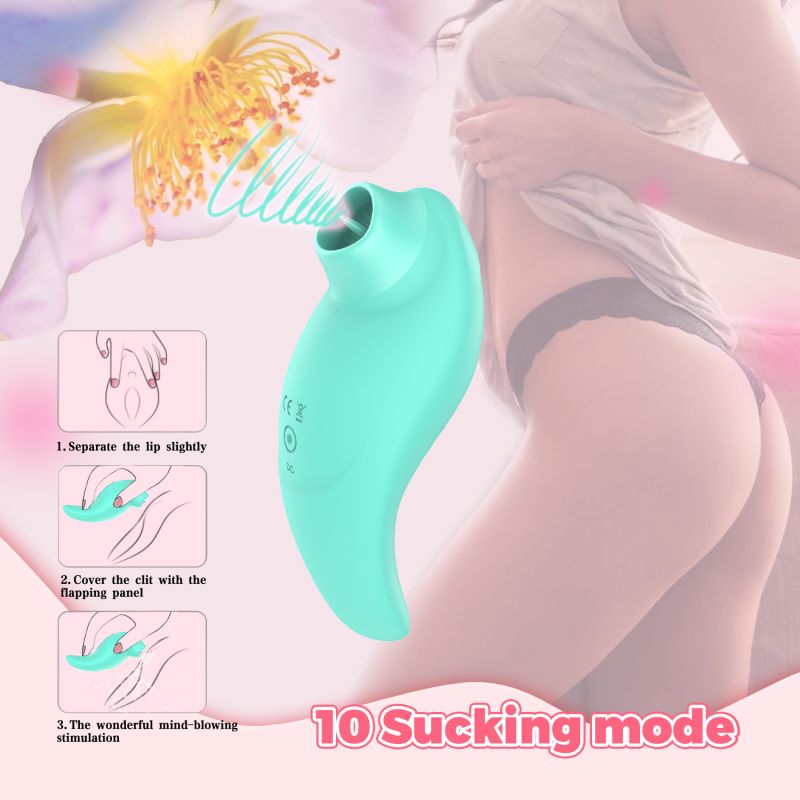 Вібратор із кліторальним стимулятором із язичком Every Night Toys Jen, зелений, 10 режимів вібрації вид 8