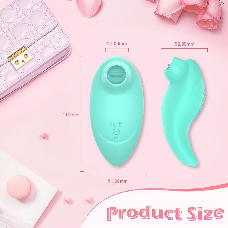 Вібратор із кліторальним стимулятором із язичком Every Night Toys Jen, зелений, 10 режимів вібрації вид 10