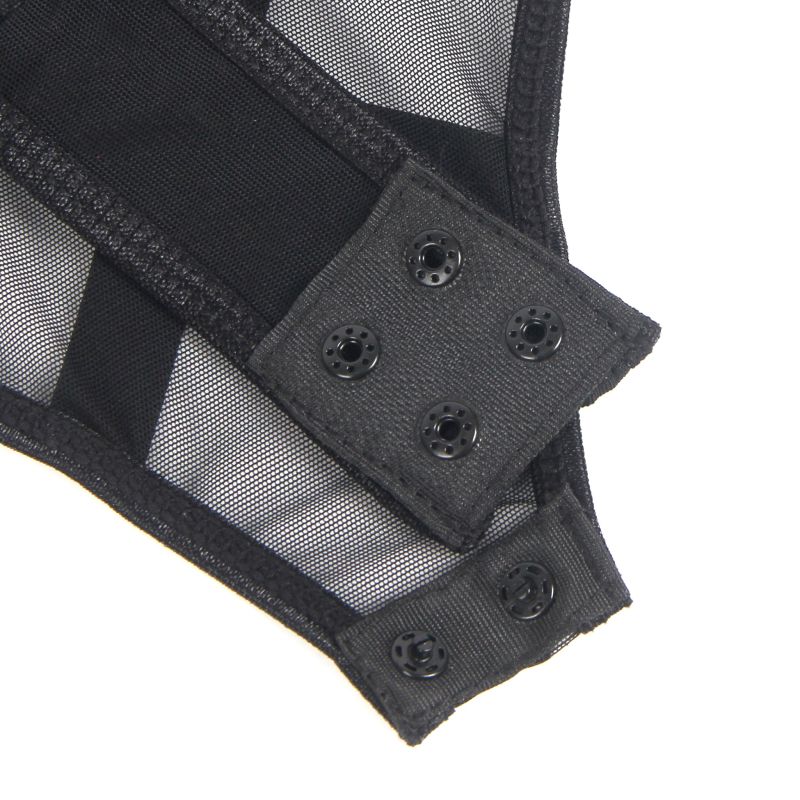 Боди из искусственной кожи Star Night, с гартером, черное, S вид 14