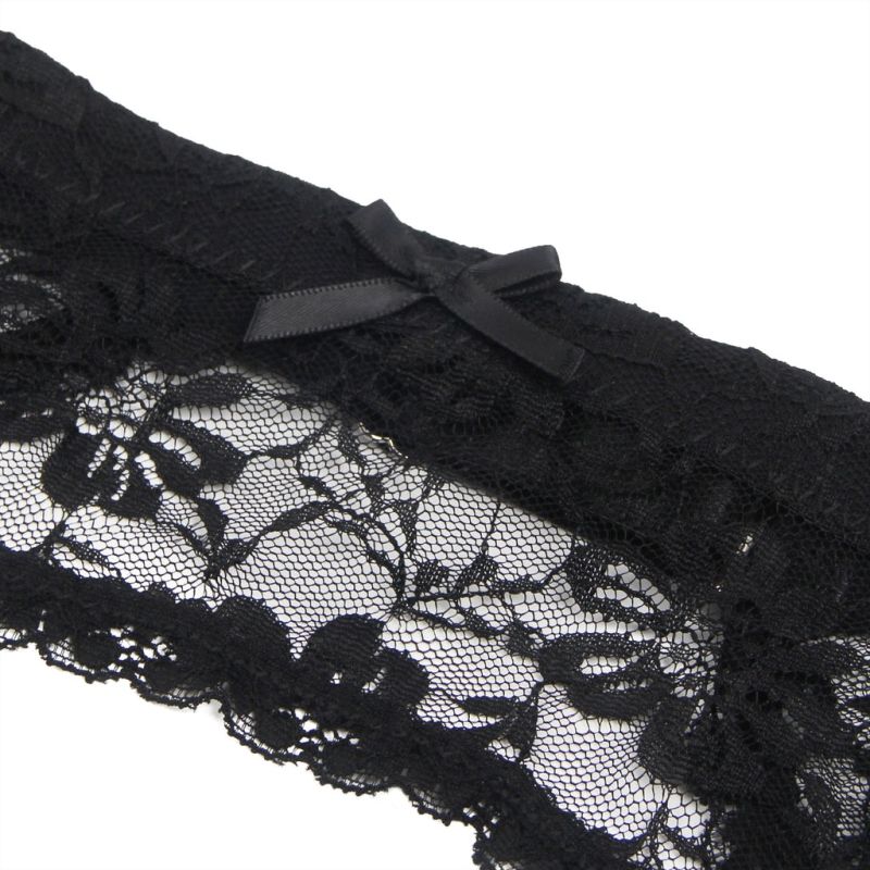 Комплект пояс для панчіх з трусиками StarNight мереживний, чорний, XS-S вид 5