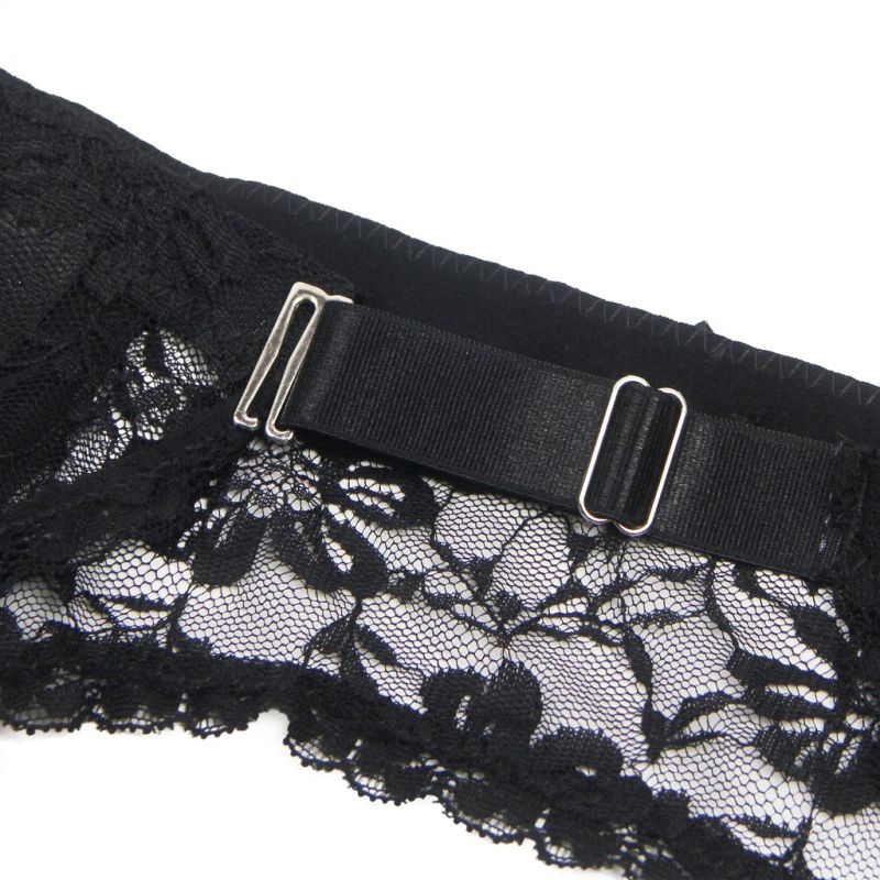 Комплект пояс для панчіх з трусиками StarNight мереживний, чорний, XS-S вид 6