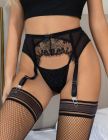 Комплект пояс для чулок с трусиками StarNight с кружевом, чёрный, XS-S вид 4