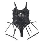 Боди из искусственной кожи Star Night, с гартером, черное, L вид 11