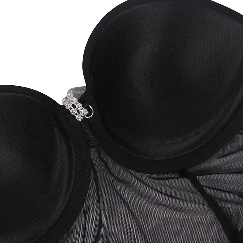 Боді напівпрозоре Star Night з діамантовим поясом, чорне, XL-XXL вид 5