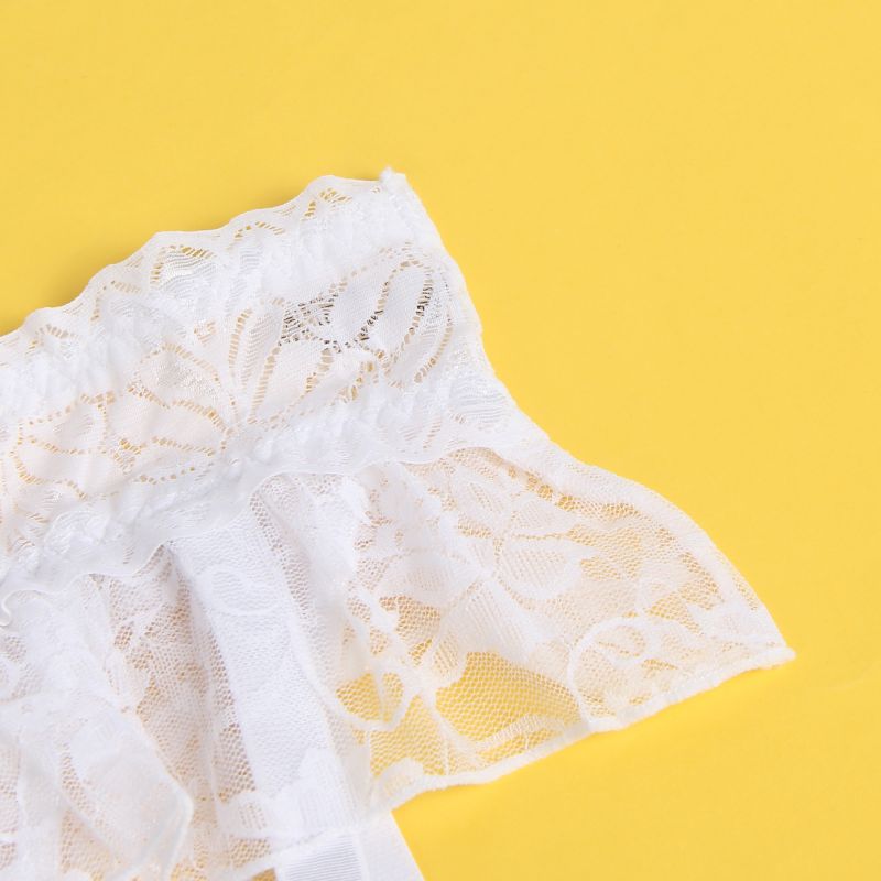 Комплект кружевной пояс для чулок StarNight с трусиками с доступом, белый, XS-S вид 7