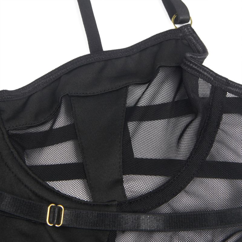 Боди с доступом Star Night с подтяжками, черное, XS-S вид 6