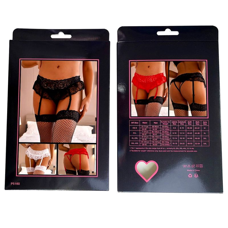 Комплект кружевной пояс для чулок StarNight с трусиками с доступом, белый, M-L вид 5