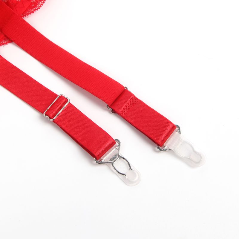 Кружевной пояс для чулок StarNight красный, XS-S вид 5