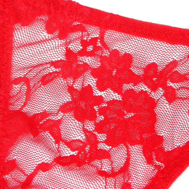 Кружевные стринги Star Night с украшением стразами, красные, S вид 9