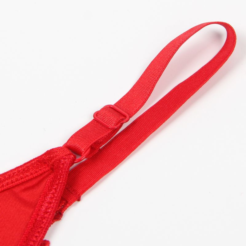 Стринги с гипюром со стразами Star Night, красные, S-M вид 8