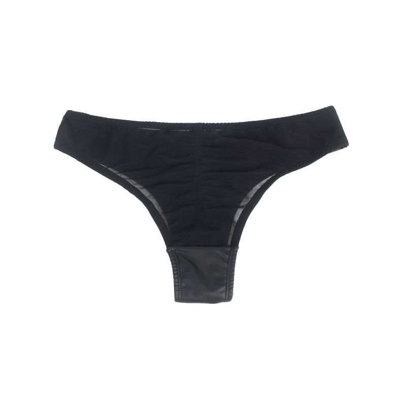 Трусы на молнии StarNight из экокожи, чёрные, S вид 7