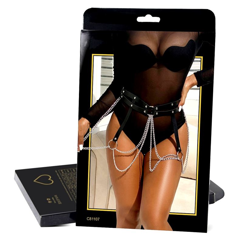 Портупея-пояс Star Night зі штучної шкіри з ланцюжками, чорна, One Size вид 8